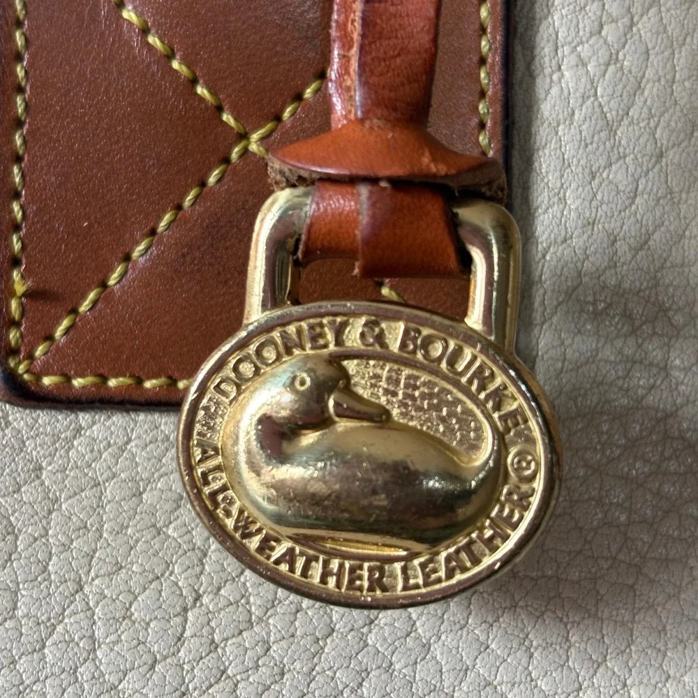 Vintage Dooney & Bourke AWL Pebble Leather Tote Bone Tan‎ Duck Bag - Picture 2 of 16